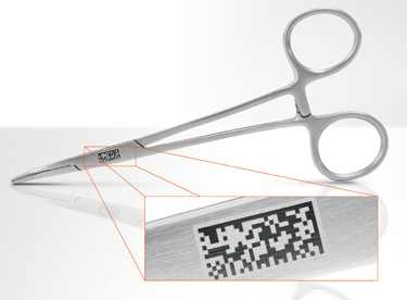 datamatrix on medical instrument